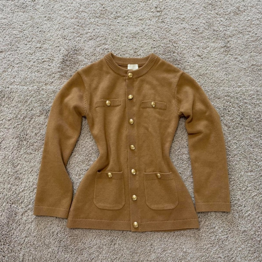 H&M Brown Knit Sweater with Gold Buttons